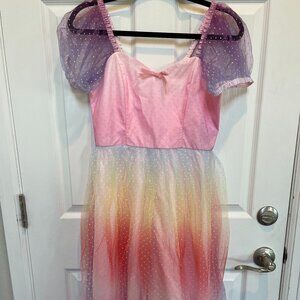 Unique Vintage 1950s Pastel Rainbow Ombre Dot Tulle Dress Sz M NWOT #39
